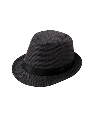 Шляпа гангстера с рисунком ткани "гусиная лапка" Серый