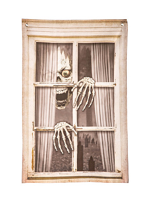 Декорация на окно Скелет 88 см х60,5 см. Бежевый