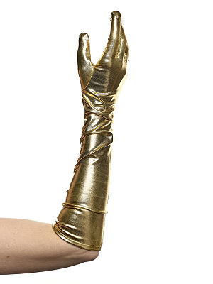 Перчатки, до локтя, размер 6-8, длина 44 см. Золотой