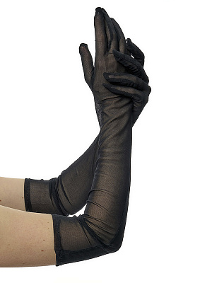 Перчатки выше локтя, размер 6-8, длина 54 см. Черный