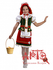 Костюм карнавальный "Красная шапочка" (блузка,жилет,юбка с фартуком,шапочка)