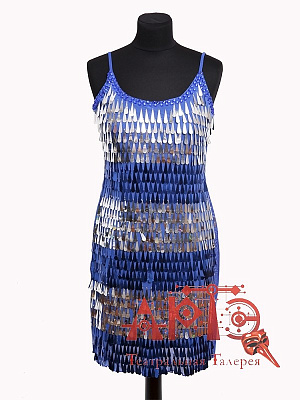 Платье расшитое пайетками "Blue & Silver"  Синий-Серебряный