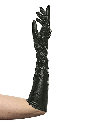 Перчатки, до локтя, размер 6-8, длина 44 см. Черный
