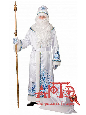 Костюм карнавальный "Дед Мороз белый с аппликацией" Белый