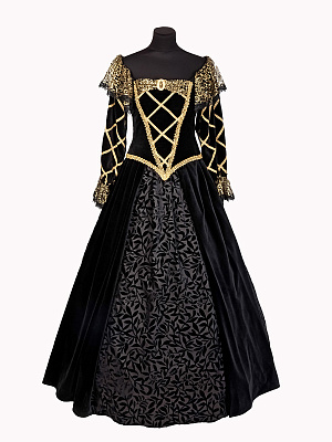Платье "Королева Марго" Черный-Золотой