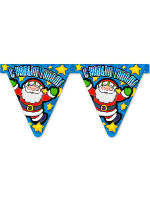 Гирлянда-вымпел "С Новым годом - Дед Мороз" Разноцветный