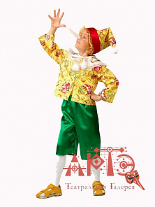 Костюм карнавальный "Буратино сказочный" (куртка, шорты, колпак с волосами, нос)