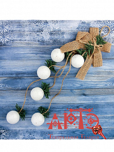 Украшение новогоднее "Рождество" белые шарики