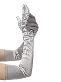 Перчатки женские атласные выше локтя, 55 см (Цв: Стальной ) Стальной