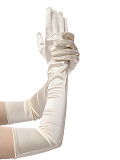 Перчатки женские атласные выше локтя, 55 см (Цв: Молочный ) Молочный