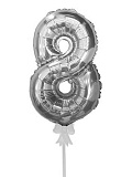 Шар самонадувающийся "Мини-цифра, 8"  (Цв: Серебряный ) Серебряный