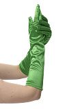 Перчатки женские атласные до локтя, 38 см (Цв: Зеленый ) Зеленый