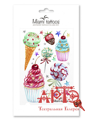 Тату переводные Miami Tattoos ''Sweets" Разноцветный
