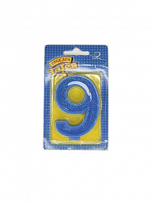 Свеча -цифра "9" Блеск