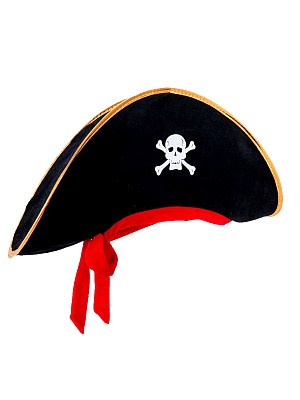 Шляпа "Пирата" взрослая Черный-Красный