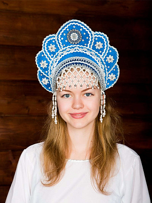 Кокошник Елена Бирюзовый-Серебряный
