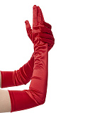 Перчатки женские атласные выше локтя, 55 см (Цв: Красный ) Красный