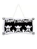 Баннер Happy Halloween "Черепа фетр" (Цв: Черный-Белый ) Черный-Белый