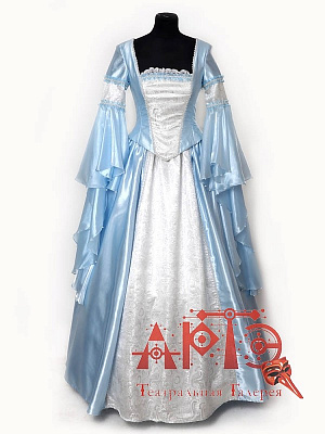 Платье "Анжелика" 1-я половина XVIII века Голубой-Серебряный