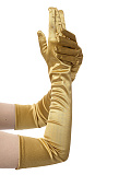 Перчатки женские атласные выше локтя, 55 см (Цв: Золотой ) Золотой