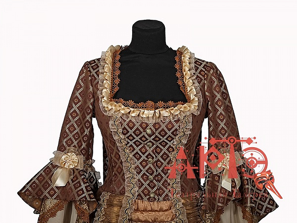 Платье "Рококо" со складками Ватто нач. 18 века