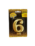 Свеча - цифра "6" (Цв: Золотой ) Золотой