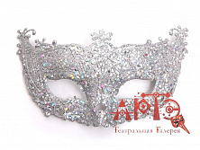 Полумаска с блёстками серебряная.
