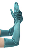 Перчатки женские атласные выше локтя, 55 см (Цв: Изумрудный ) Изумрудный