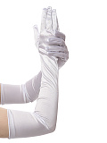 Перчатки женские атласные выше локтя, 55 см (Цв: Белый ) Белый