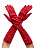 Перчатки атласные, до локтя, со сборкой, длина 40 см. Красный