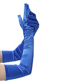 Перчатки женские атласные выше локтя, 55 см (Цв: Синий ) Синий