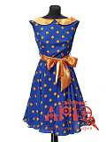 Платье "Стиляги" (Цв: Синий-Оранжевый Размер: 52) Синий-Оранжевый
