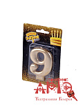 Свеча - цифра "9" (Цв: Золотой ) Золотой