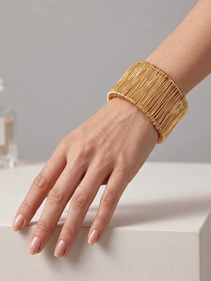 Браслет широкий без застежки Золотой
