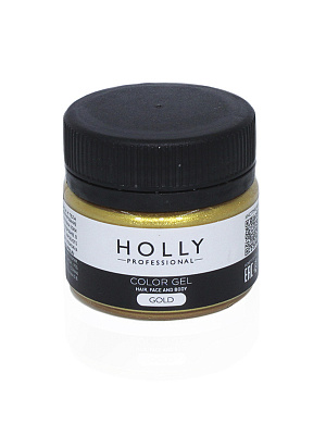 Гель декоративный для волос, лица и тела COLOR GEL Holly Professional,  20 мл Gold