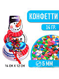 Конфетти на открытке "Снеговик"