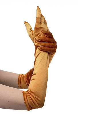 Перчатки атласные выше локтя № 4, размер 6-8, длина 48 см. Оранжевый