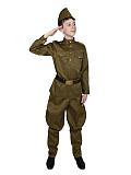Военная форма мужская (гимнастерка, брюки-галифе, ремень и пилотка)